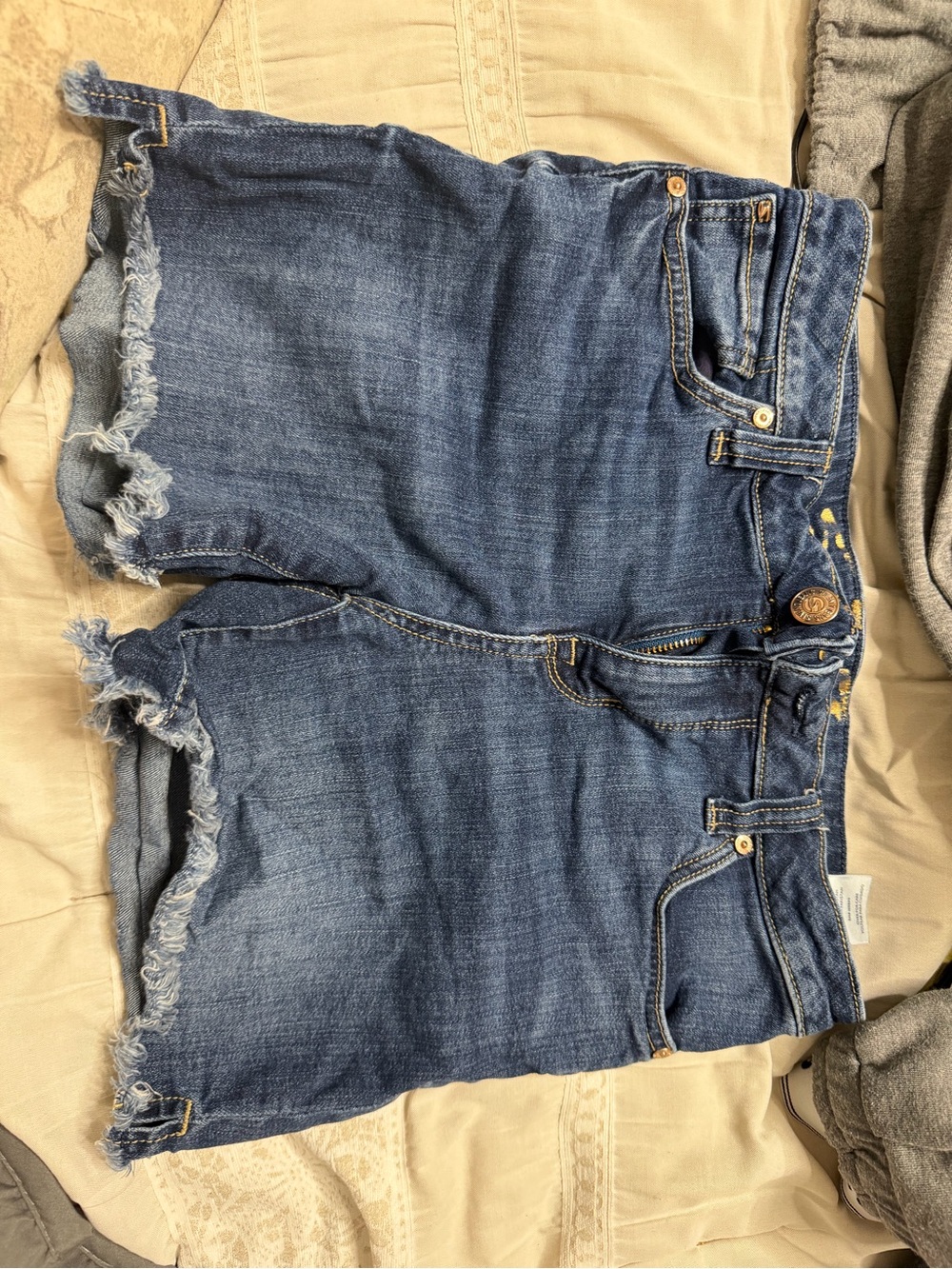 7 For All Mankind Blue Distressed Denim Jean Shorts